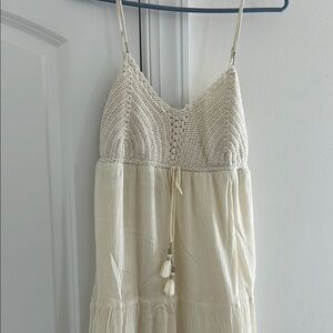 American Eagle Cream Crochet Maxi Dress